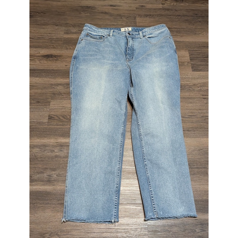 We The Free Free People Raw Hem Straight Leg Jeans Womens 35 Light Wash Cropped